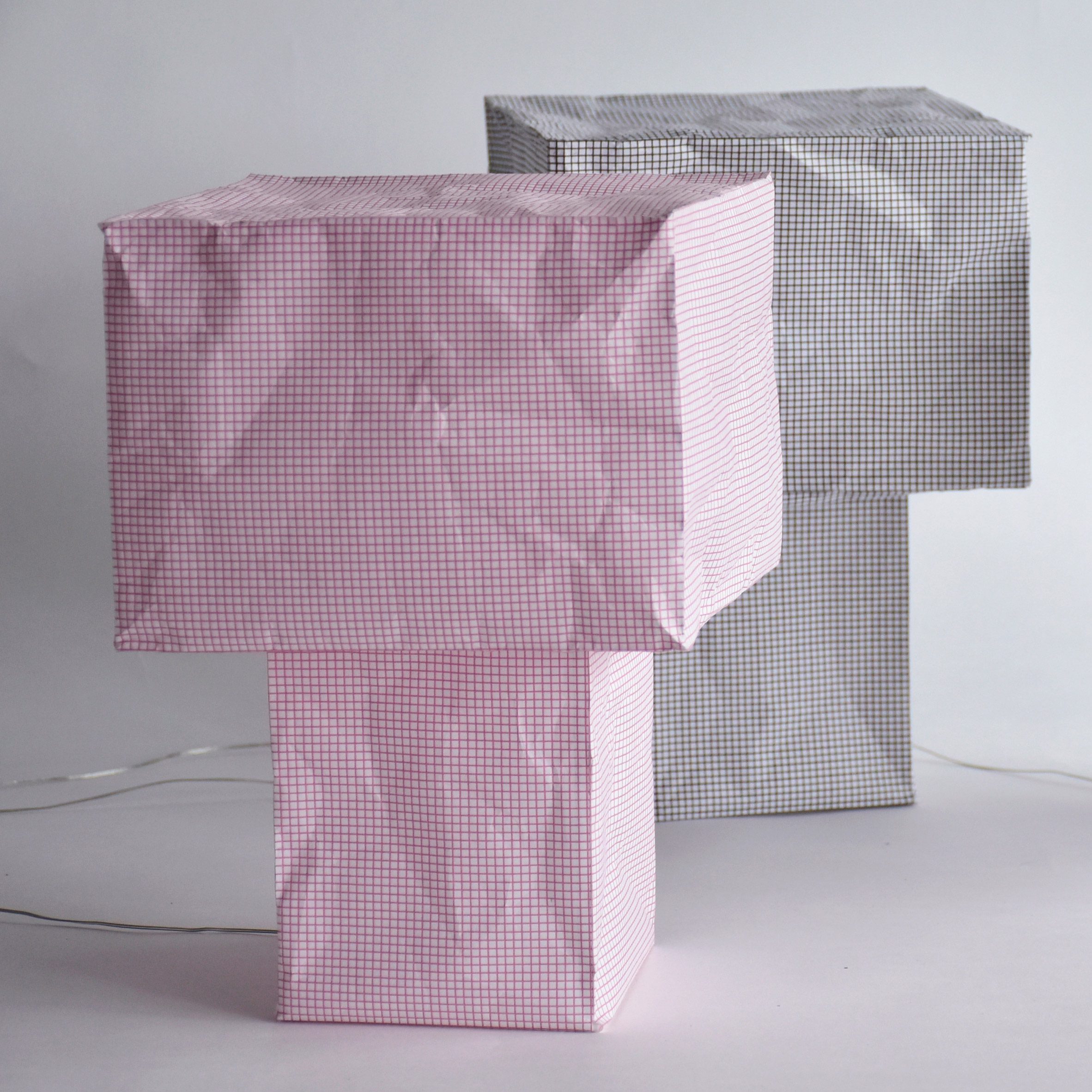 Paper lamps on a white background